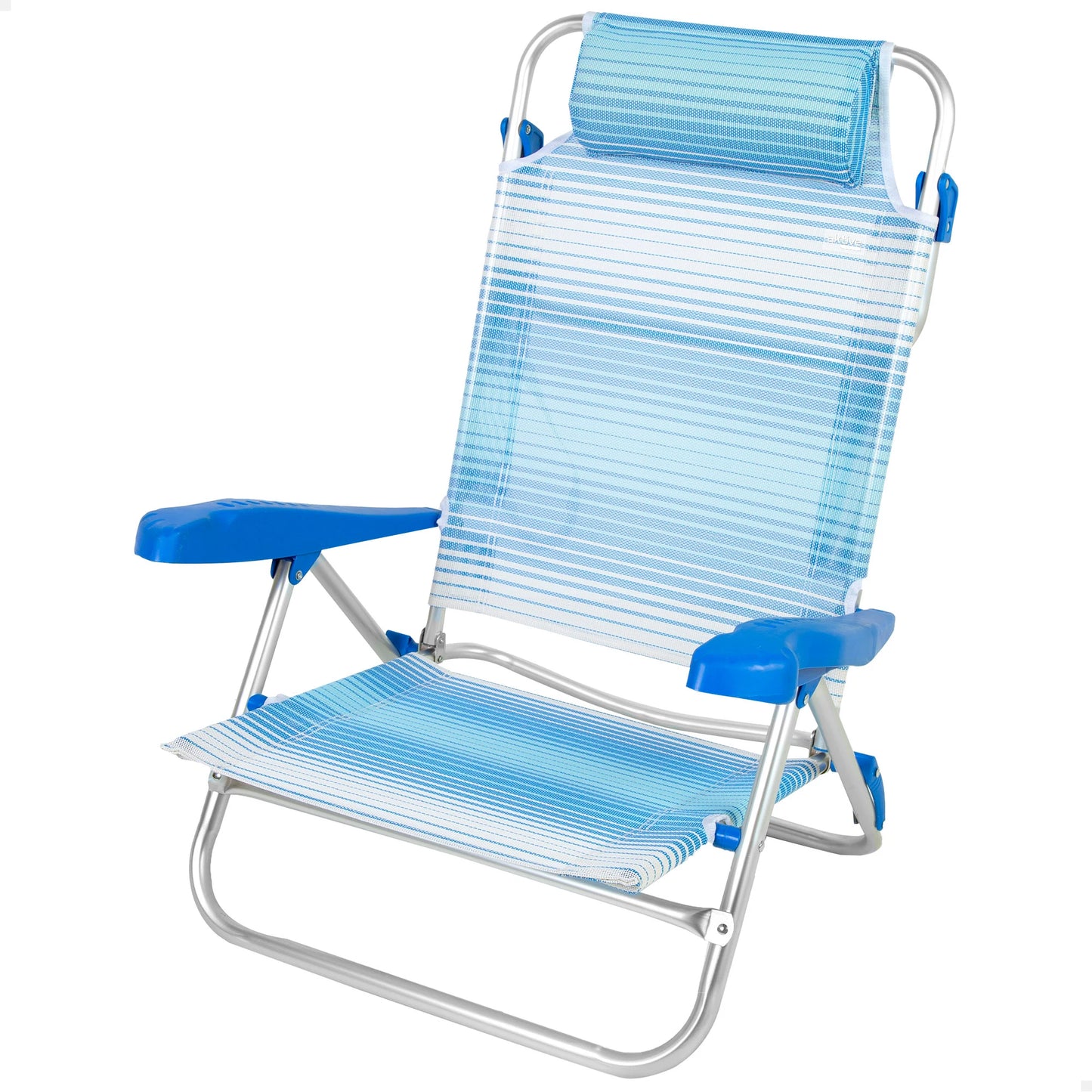 Folding beach chair, 47x49x82 cm, 8 positions, padded cushion, carrying handles, with armrest, max weight 110 kg, beach chairs, low beach chairs, reclining beach chair, multi-position Chair