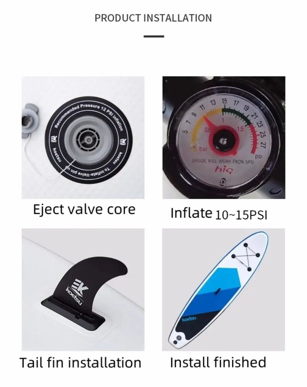 Beach Camp Inflatable Stand Up Paddle Board SUP Board Surfboard Kayak Water Sport Surf Set Paddleboard Fin Foot Rope Pump Inflator Canoe