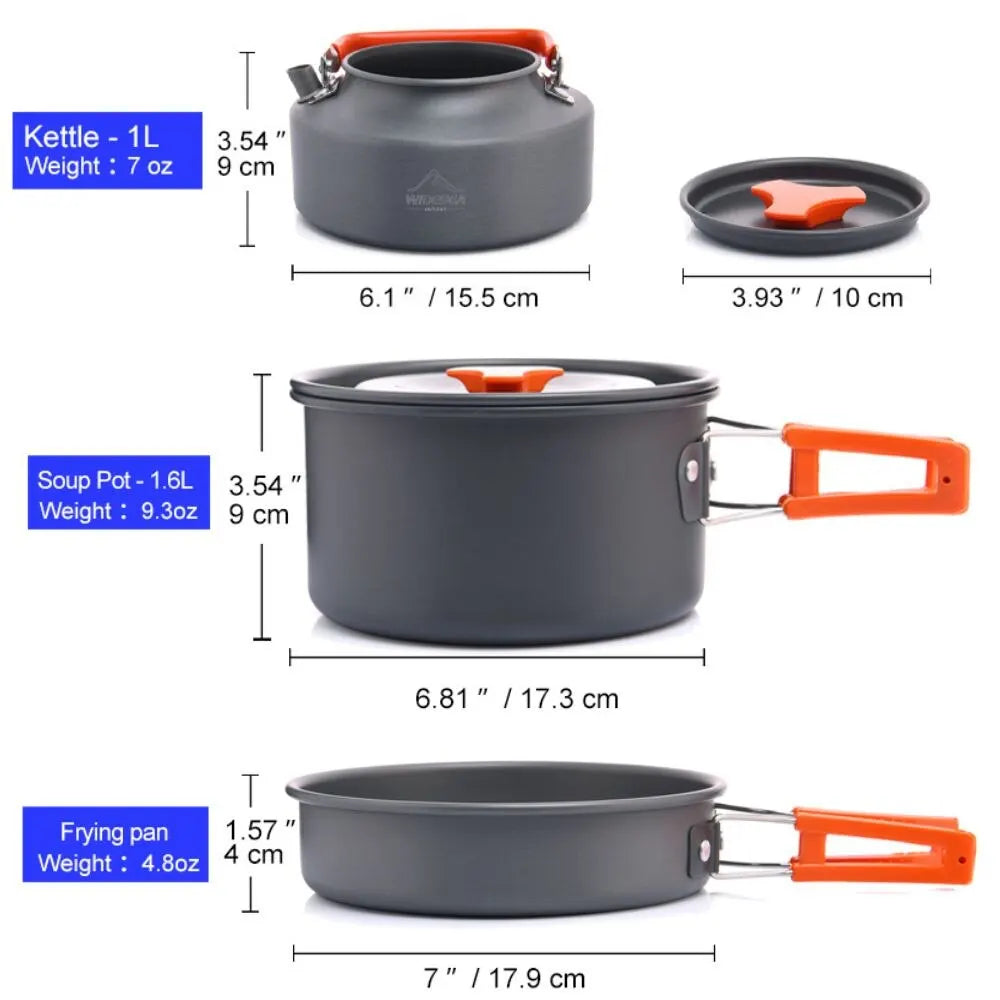 Beach Camp Camping Tableware Outdoor Cookware Set Pots Tourist Dishes Bowler Kitchen Equipment Gear Utensils Hiking Picnic Travel