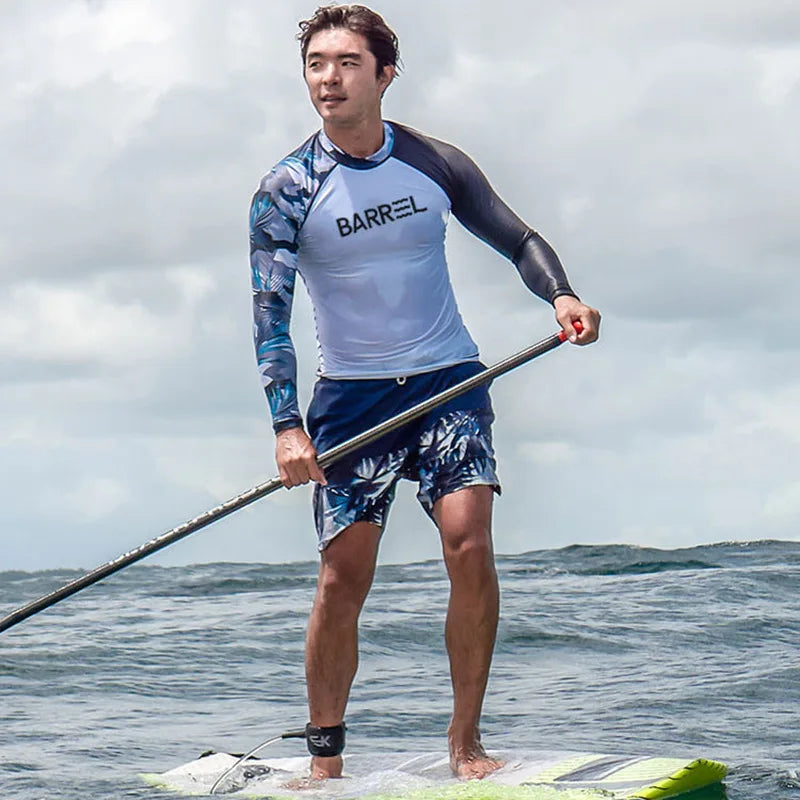 Beach Camp Rash Guard Diving Suit for Men Swimsuit Long Sleeved Sunscreen Quick Drying Rash Guard Surfing Suit Snorkeling Set Bathing Suit