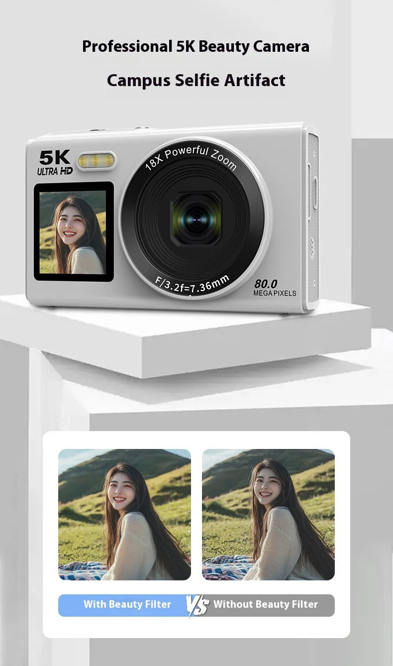 Beach Camp High-Definition Digital Camera 80 Mega Pixel Dual Screen Selfie Professional Photography Student Easy Carry Camera