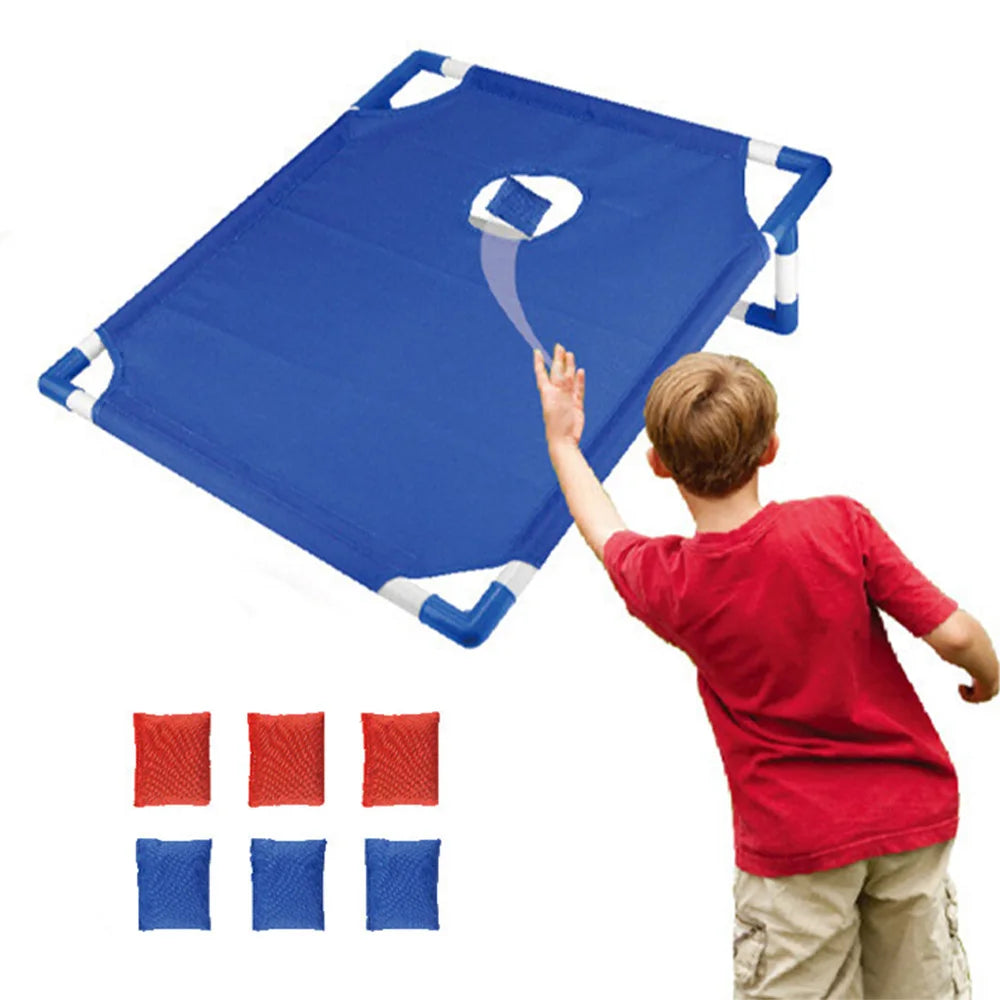 Portable Cornhole Game Set - Includes 1 Game Board & 6 Bean Bags - Ideal for Yard Toss Entertainment