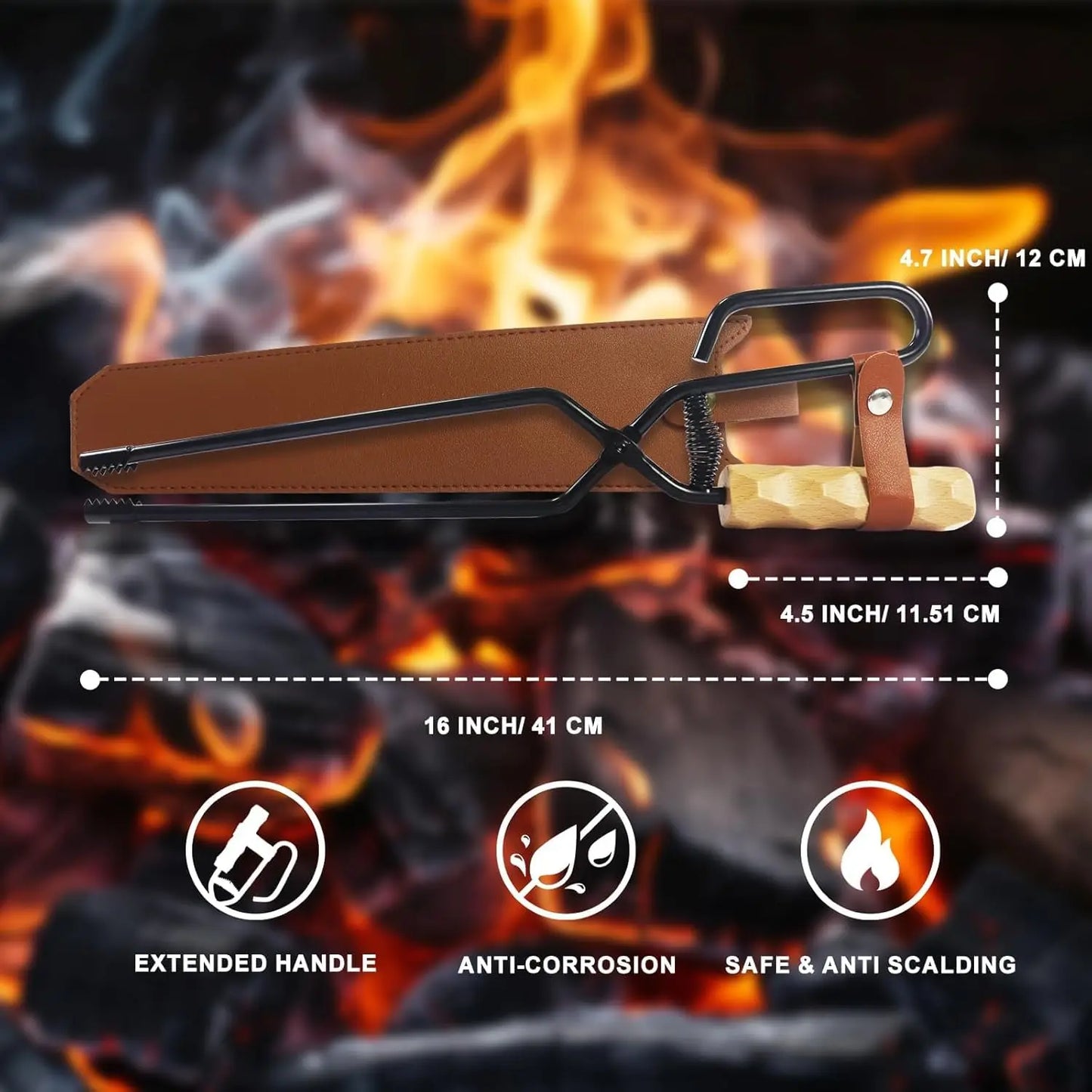 Beach Camp Fire Poker Camping Firewood Tongs Winter Fireplace Poker Camping Roasting Sticks Fire Pit Poker Picnic Portable Camping Supplies