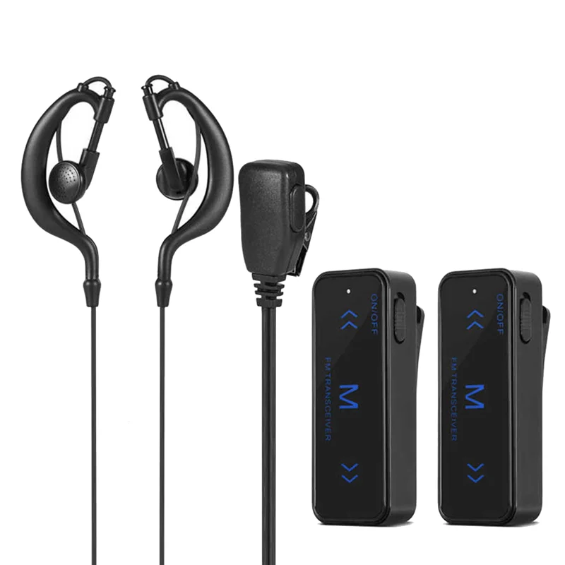 Beach Camp 2Pcs Mini Walkie Talkie 400-470MHz 2-Way Radio 3W Transceiver Earpiece Headset Earmuff USB Powered