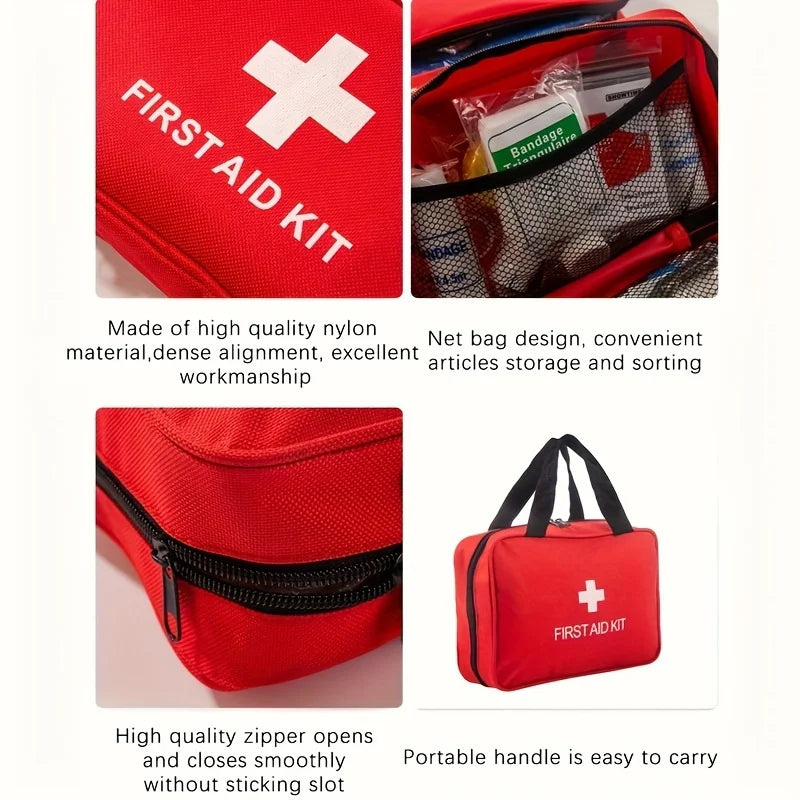 Multi-purpose First Aid Kit with Carry Bag - for outdoor adventures, hunting, hiking and camping - includes camping gear