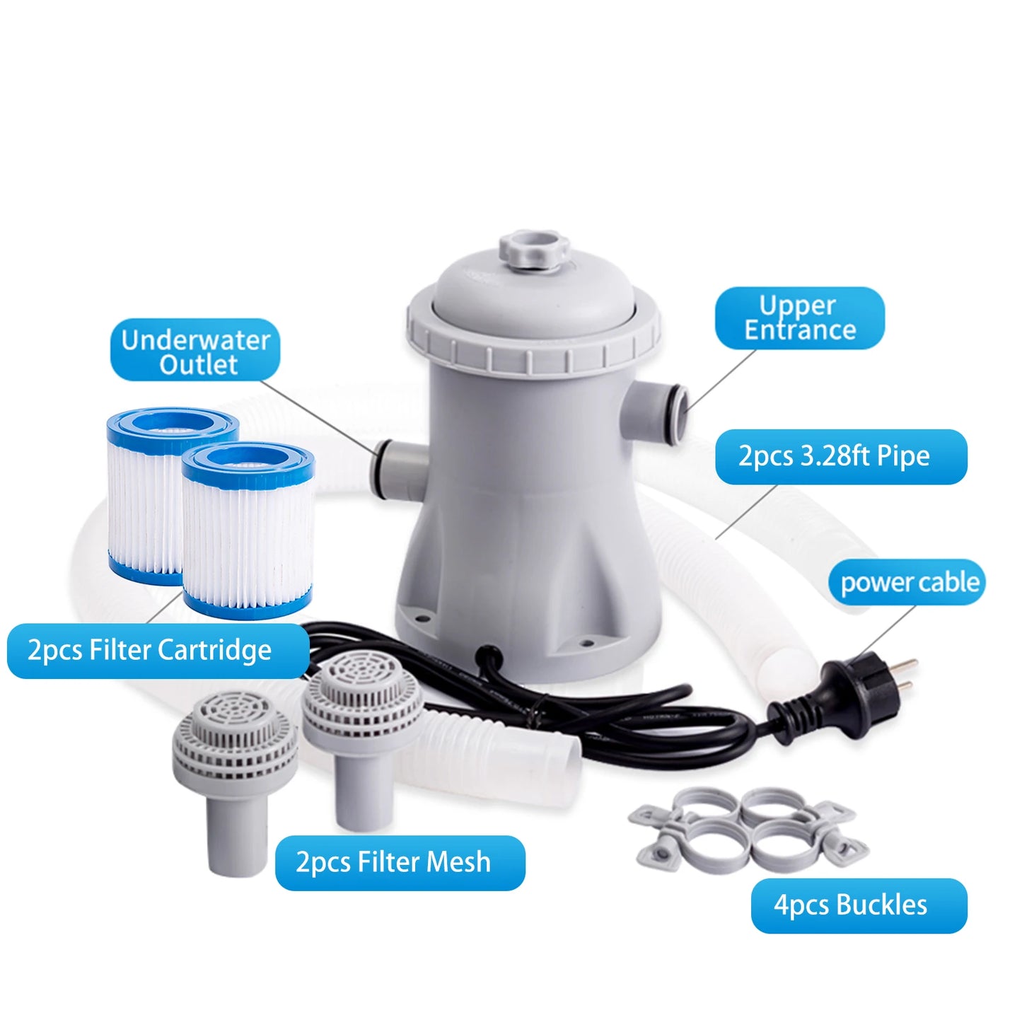 Beach Camp Pool Filter Pump 330 GPH Paddling Pool Electric Water Pump With 2 Pool Filter Cartridge Pool Pumps Above Ground Pool Filter Pump