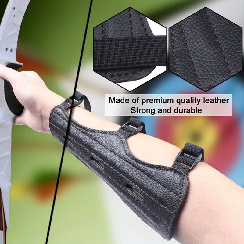 Beach Camp Leather Archery Equipment Arm Guard Protection Forearm Safe Adjustable Bow Arrow Hunting