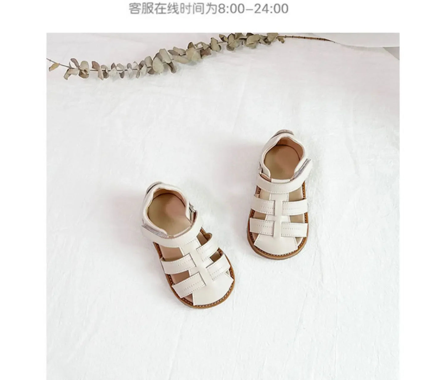 Unishuni Toddler Girls Cute Lightweight Closed Toe Ankle Strap Sandal Children Soft Sole Non-slid Sandal with Hook Loop Fastener