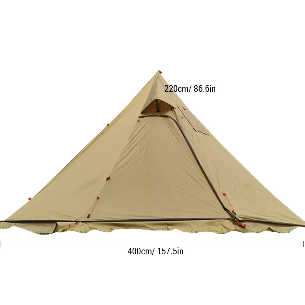 Beach Camp 4-6 People Tipi Hot Tent with Stove Jack 400PRO Camping Pyramid Teepee Tent for Camping Backpacking Hiking