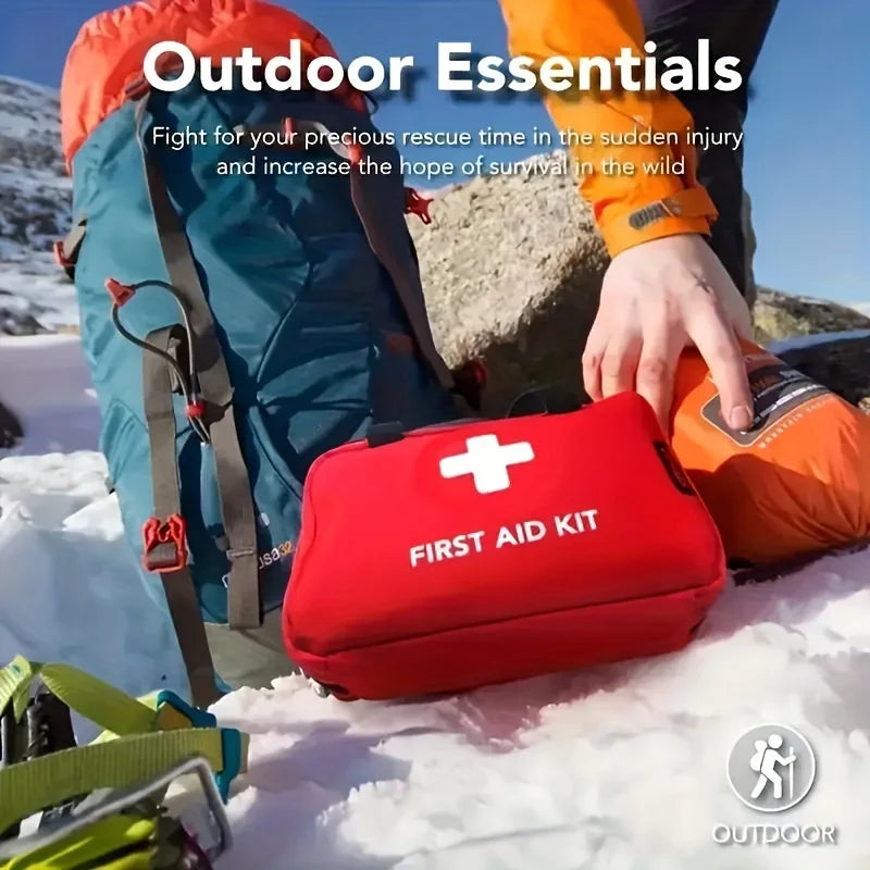 Multi-purpose First Aid Kit with Carry Bag - for outdoor adventures, hunting, hiking and camping - includes camping gear