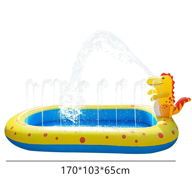 1.7M Swimming Pool,Inflatable Dinosaur Fountain,Outdoor Bathtub,Dolphin Sprinkling Game Mat,Children's Water Toy Summer