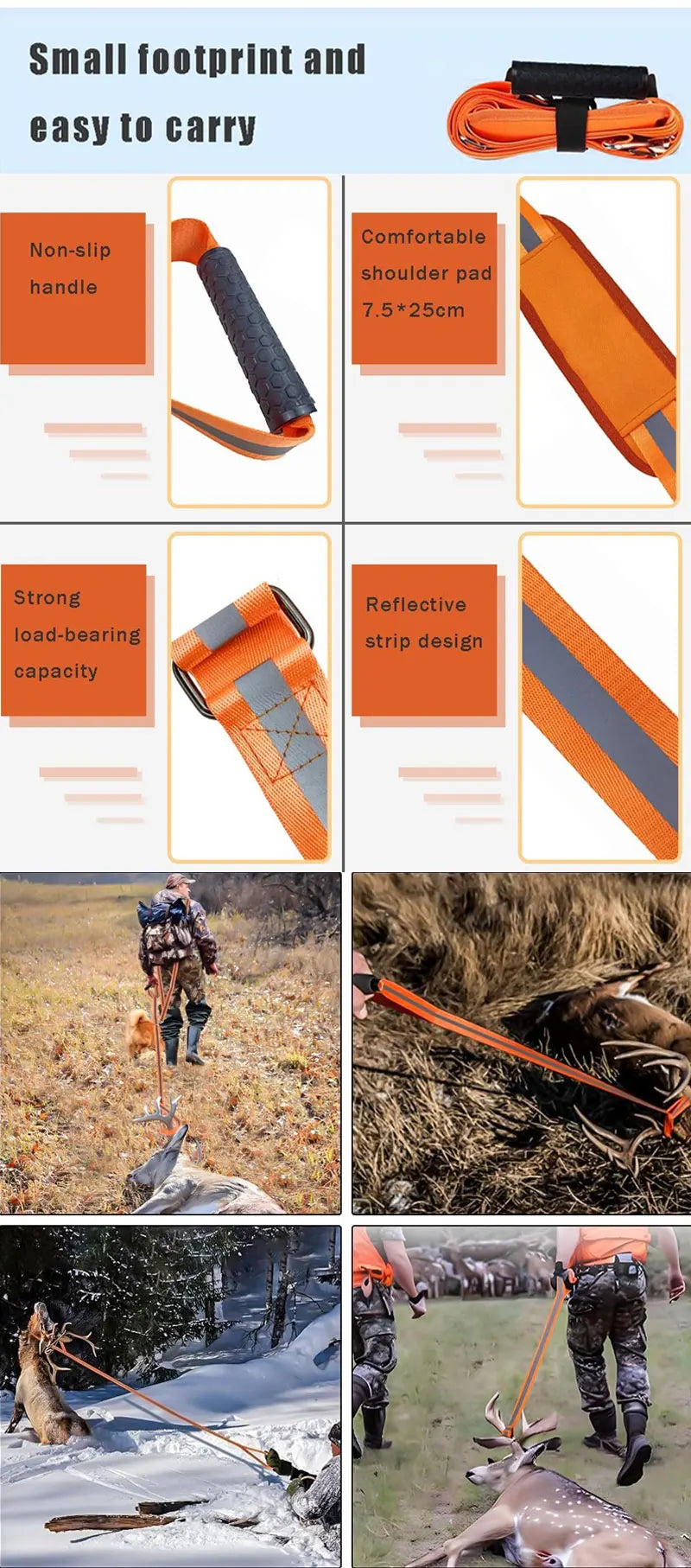 Deer Hunting Gear Deer Hanger Hoist for Skinning Elk Hunting Game Bags Deer Game Hauler Sled Drag Harness Perfect for Hunters