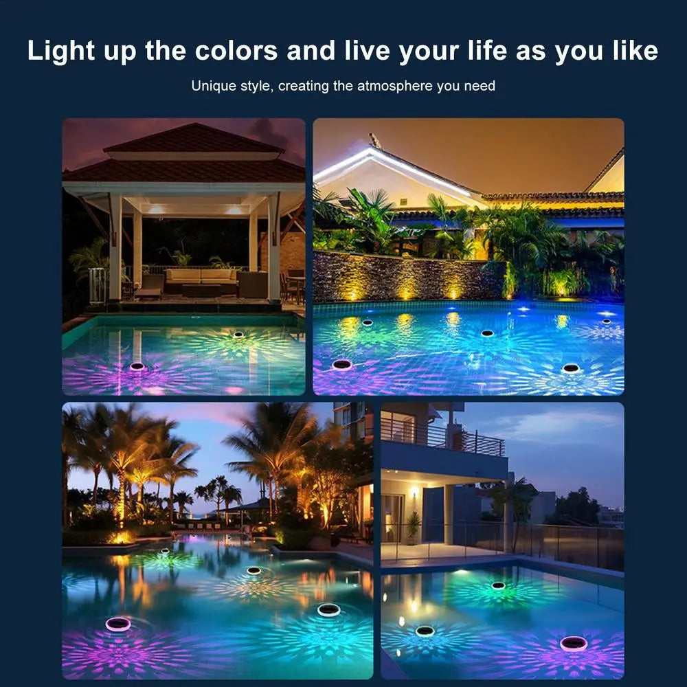 Beach Camp Solar Floating Pool Lights Floating Light IP68 Waterproof Colorful 9 Lighting Changing Lamp With 3 Timing Mode Pool Decoration