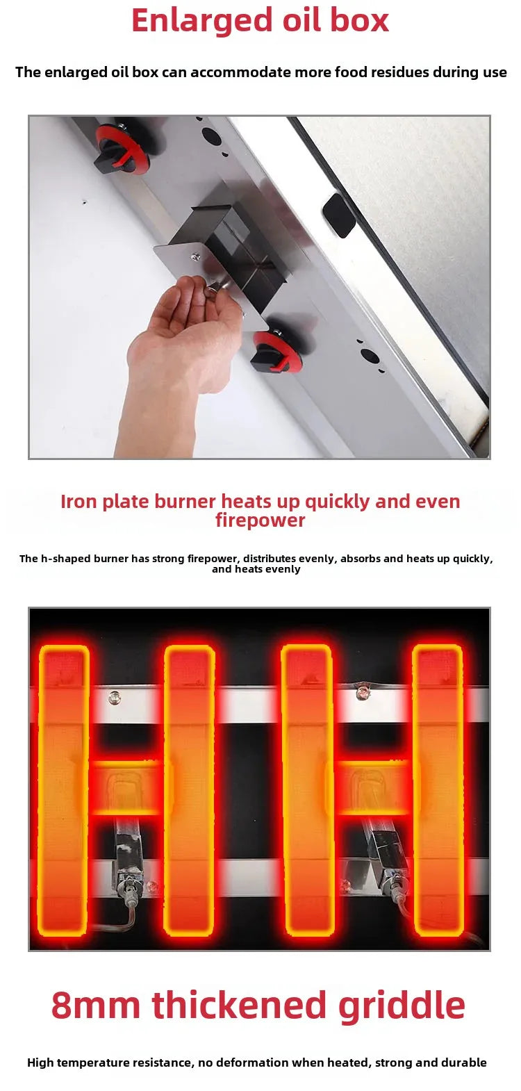 Commercial gas furnace, Combination machine for grilling and frying, Setting up a stall Snack sales for pancake Braised Squid