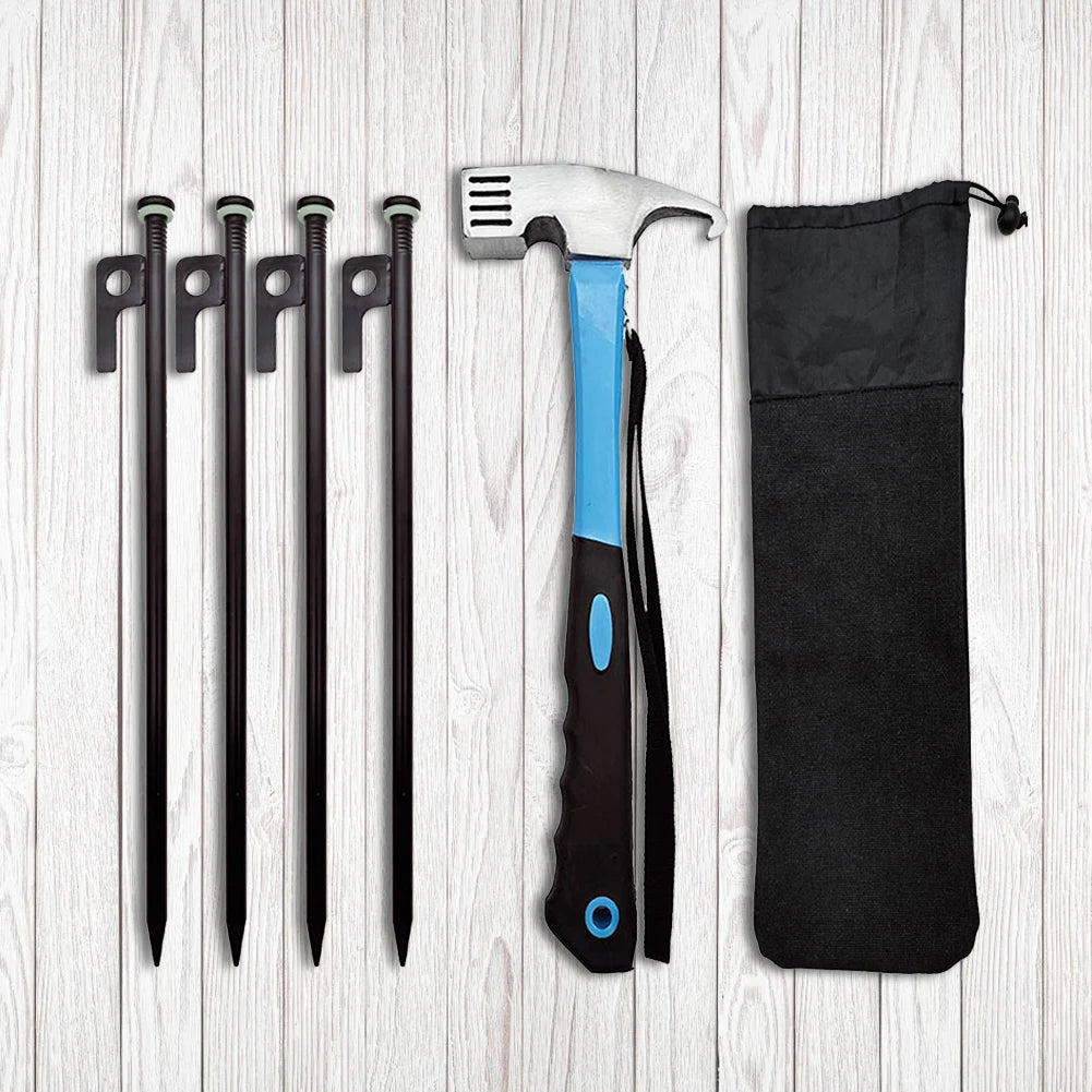4/8Pcs Tent Pegs Forged Steel Tent Pegs Heavy Duty Unbreakable Tent Pegs with Storage Bag & Hammer for Camping Picnic