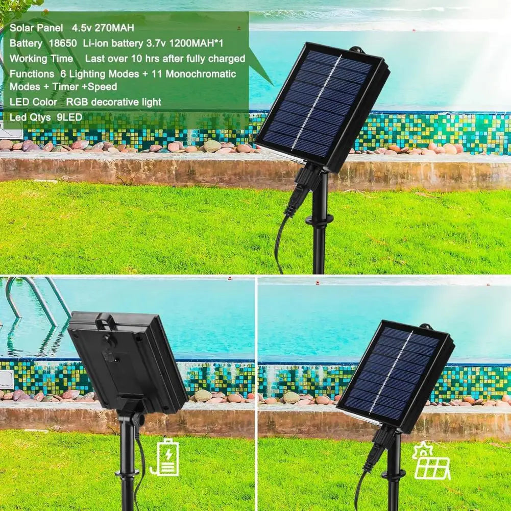 Beach Camp Pool Fountain with Lights for Inground and Above Ground Pools Dual Spray Adjustable Sprinkler Pool Waterfall with Remote Control
