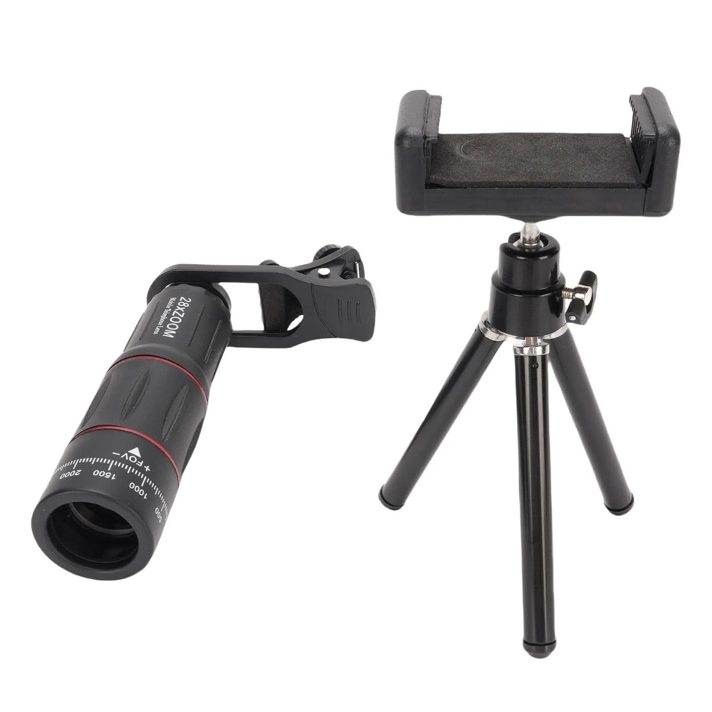 Beach Camp Phone Camera Lens Wide Angle 0.6X Phone Camera Lens Professional Fisheye 198° 28X Telephoto with Tripod for Accessory