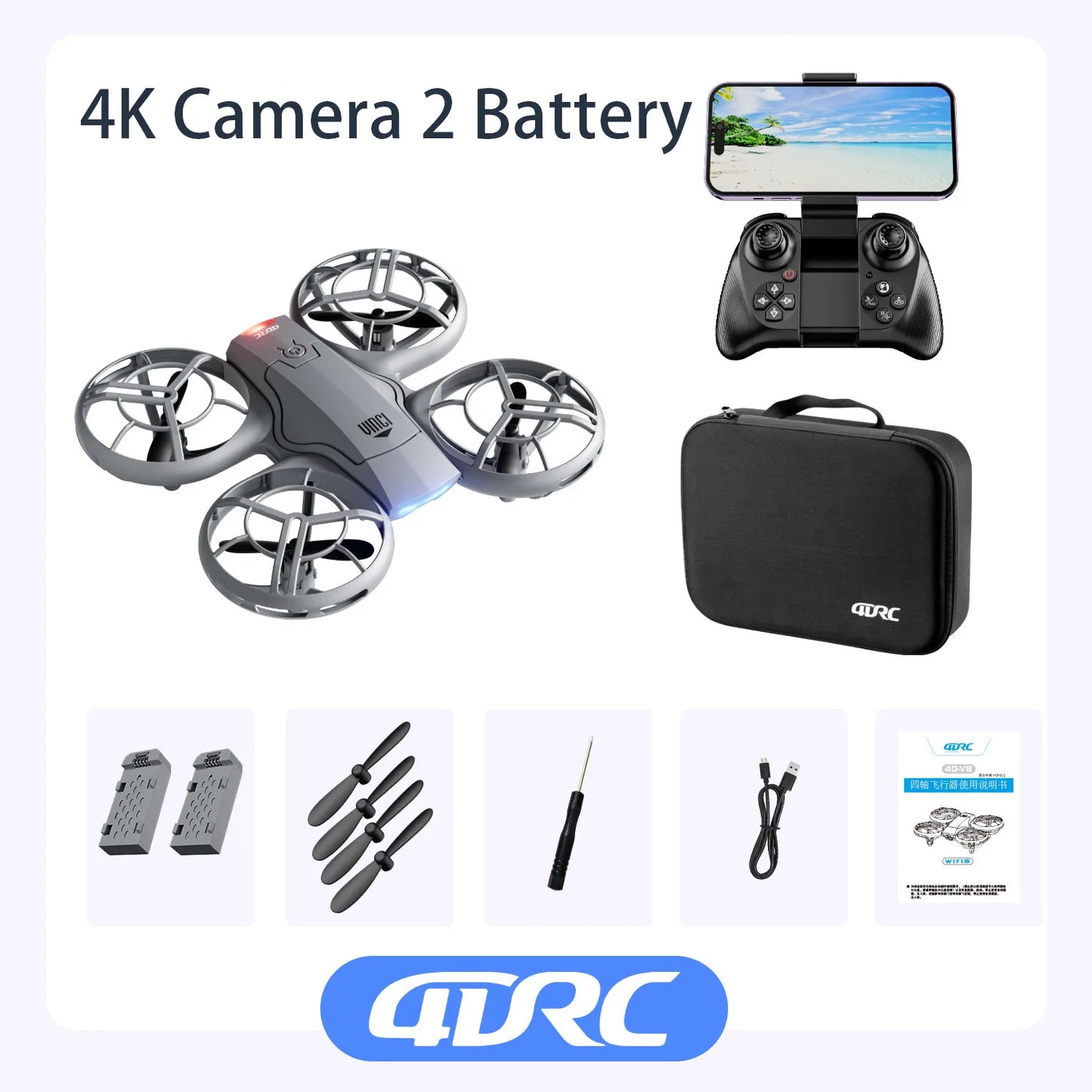 Beach Camp V8 New Mini Drone 4k profession HD 1080P Wide Angle Camera WiFi FPV RC Dron Height Keep Drones Helicopter Kids Toys 4DRC