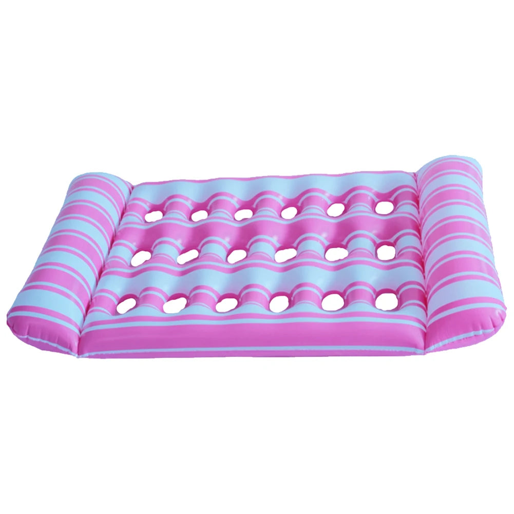 Beach Camp Inflatable Floating Bed PVC Inflatable Water Sleeping Bed Foldable Floating Lounger Air Mattress for Swimming Pool Party