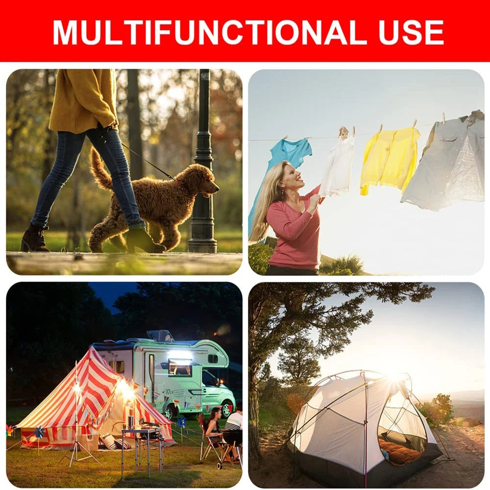 4Pcs Outdoor Guy Lines Tent Cords Reflective Camping Rope with Aluminum Guylines Adjuster Tensioner Pouch for Tent Tarp Canopy