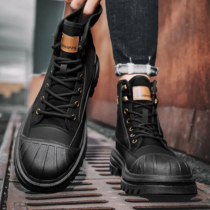Beach Camp Men's boots four seasons high-top casual boots canvas boots soft-soled non-slip thick-soled outdoor boots fashion tooling boots