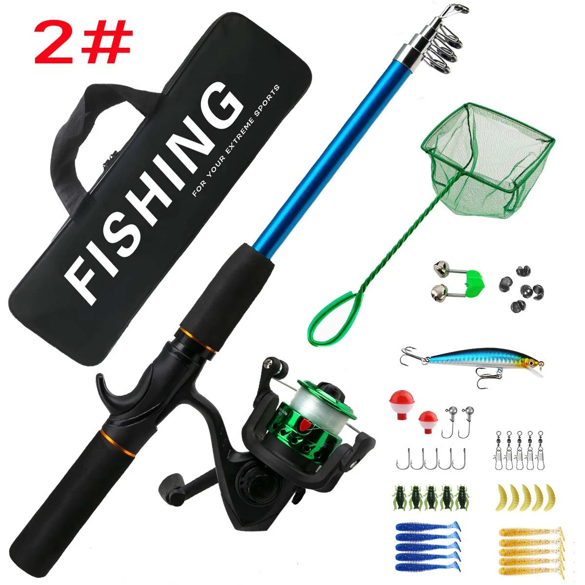 Fishing rod full routine, sub rod set, long-range sea fishing, gun handle, rod wheel, soft bait, fishing hook, line fishing gear