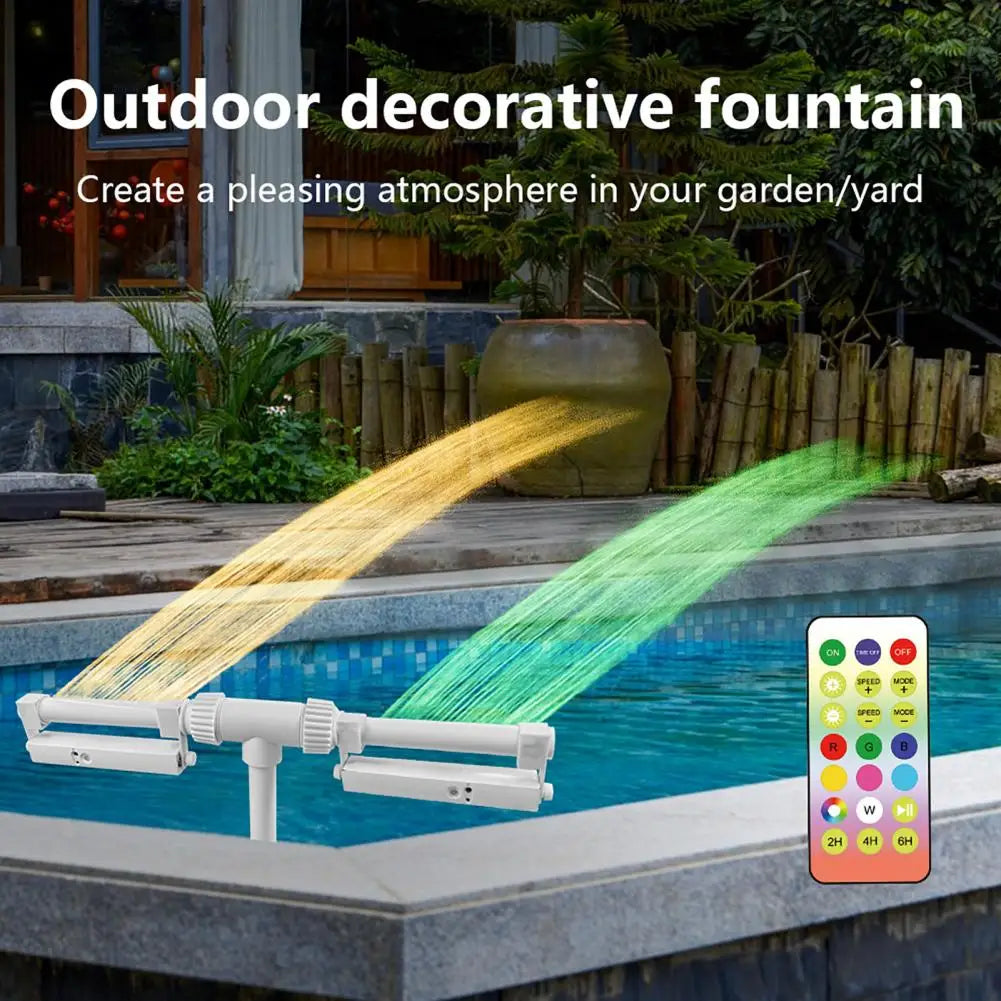 Beach Camp Pool Fountain with Lights for Inground and Above Ground Pools Dual Spray Adjustable Sprinkler Pool Waterfall Sprinkler Cooler