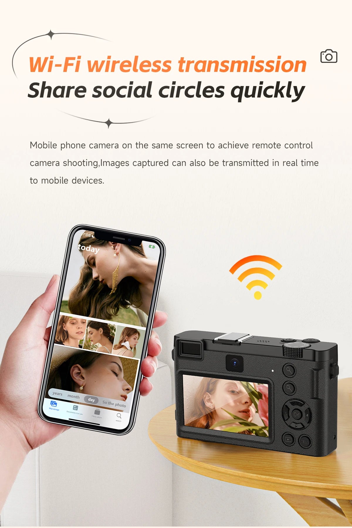 Beach Camp5K Professional Digital Camera WIFI Webcam Wide Angle Digital Zoom 64MP Camcorder Photography 3 Inch Screen Vlog Video Recorder