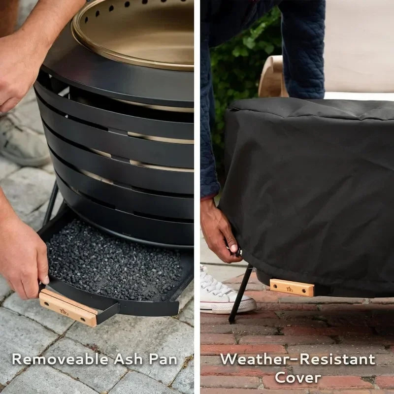 Beach Camp TIKI Smokeless 24.75 in Patio Fire Pit Wood Burning Outdoor Wood Pack Modern Design with Removable Ash Pan and Cover US