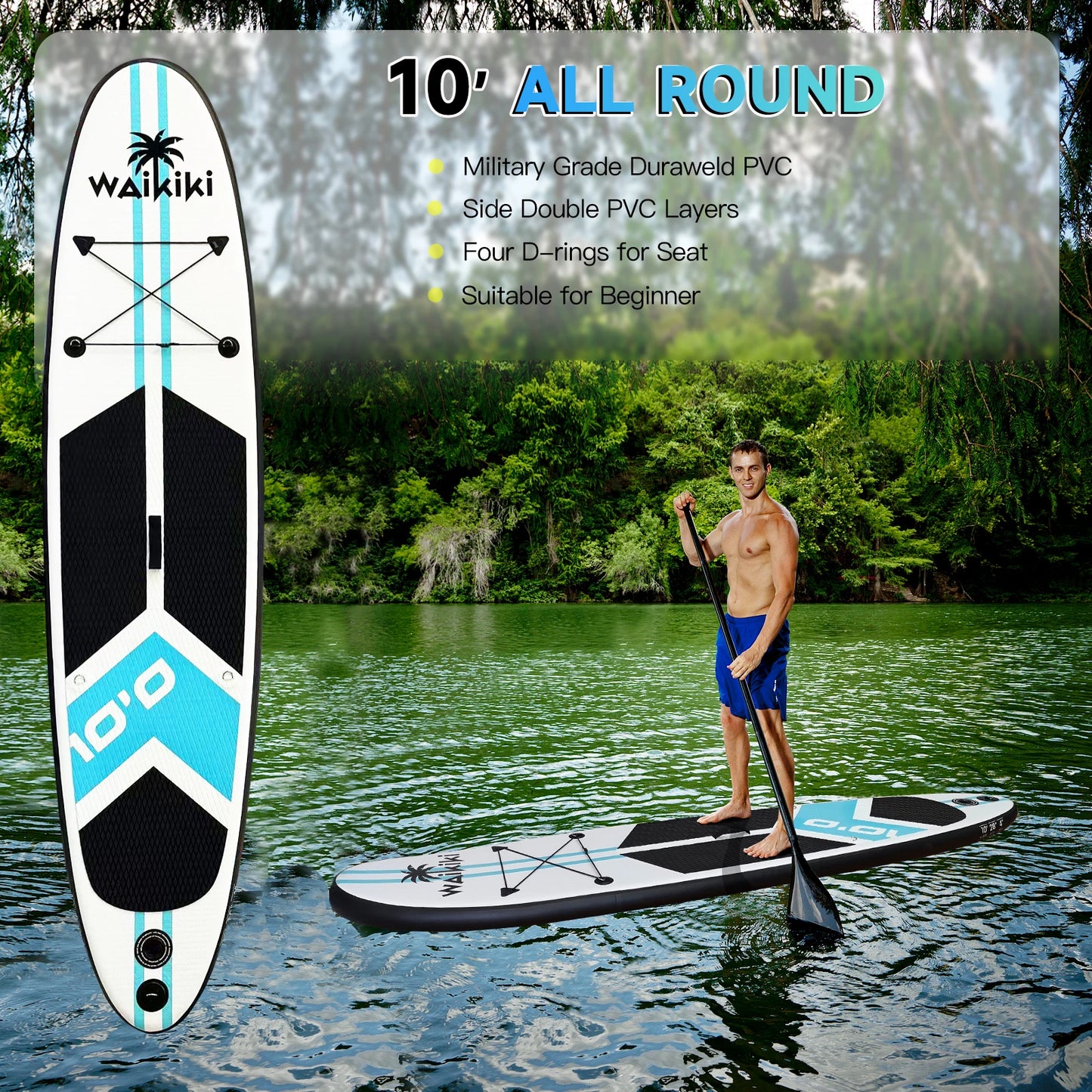 Beach Camp inflatable paddle board paddleboard inflatable for single person ISUP with SUP accessories surfing board