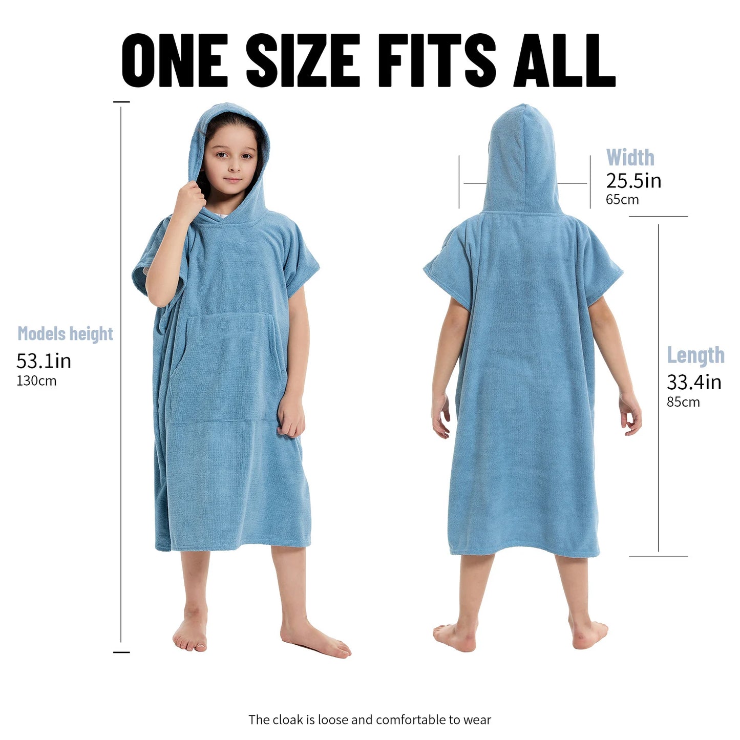 Beach Camp Kids Bath Hooded Changing Towel Robe, Swimming Robe Surf Beach Poncho, Quick Dry Absorbent Surf Poncho, Microfiber Towels