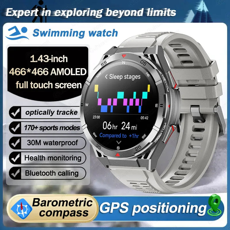 Beach Camp Swim Smartwatch Outdoor GPS Watch Sports Fitness Tracker Health Military Waterproof Watch BT5.3 Call Smart Watch for Android iOS