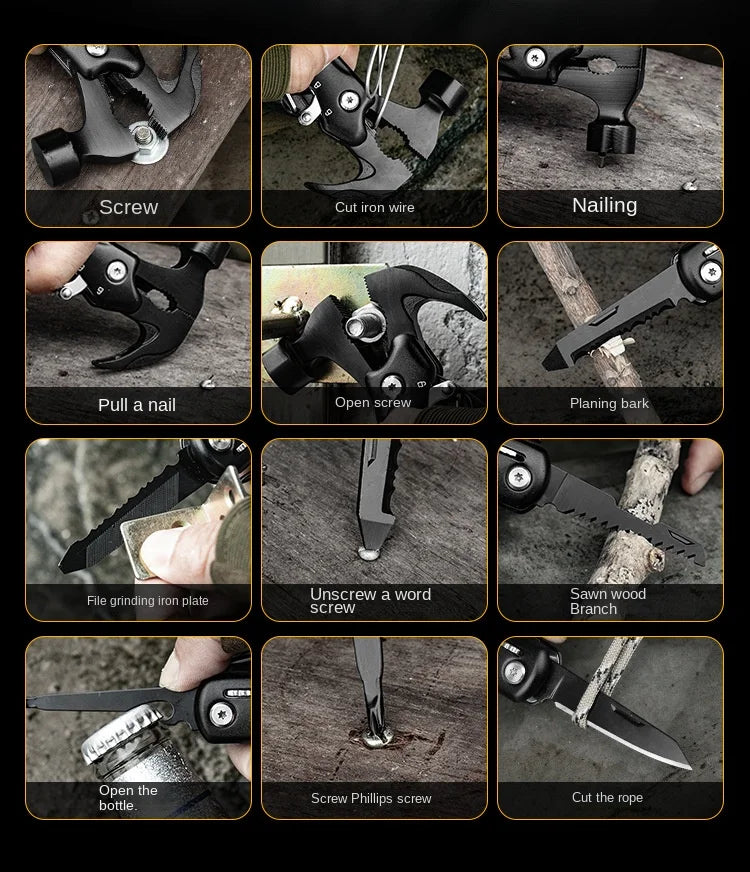Outdoor Camping Multifunctional Wrench Pliers Hammer, Portable Survival Tool Accessory Kit, Survival Gear for Outdoor Camping
