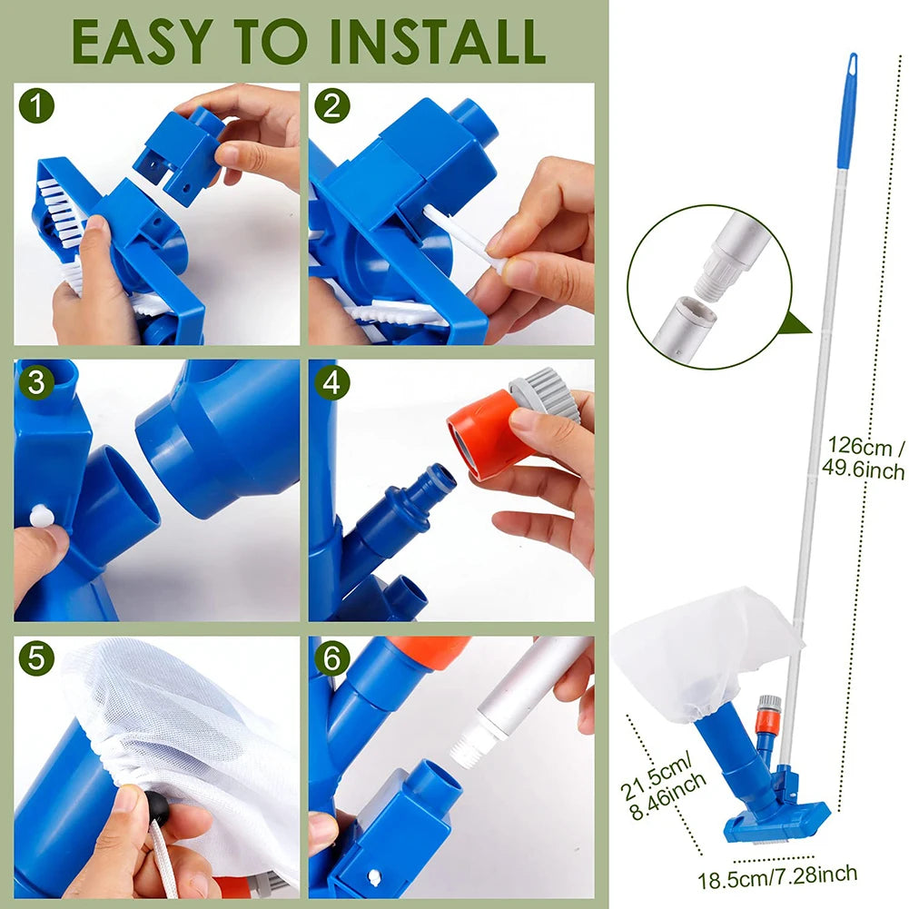 Beach Camp Swimming Pool Vacuum Cleaning Tool Pool Vacuum Cleaner Set for Spring Outdoor Cleaning Skimmer Brush Pool Tool with EU US Plug