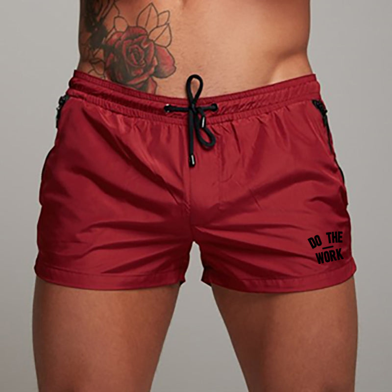 Beach Camp Men's Swimsuit Swim Shorts Summer Casual Beach Board Shorts for Men Quick Dry Running Surf Fitness Gym Shorts Zipper Pocket
