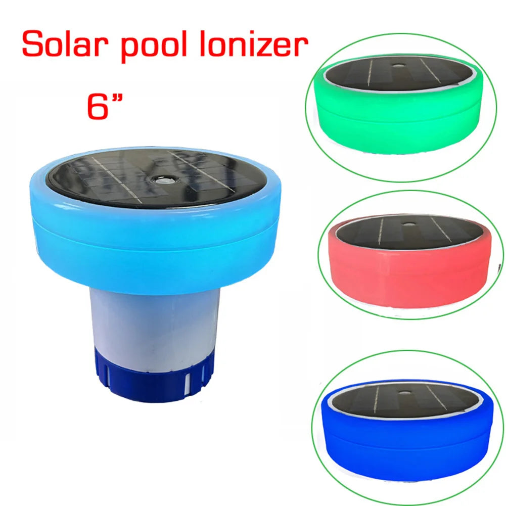 Beach Camp Solar Pool Chlorinator Pool Water Clarifier 7 Colors Pool Cleaner Adjustable Chemical Delivery Anti-Sinking for Pool Spa Hot Tub