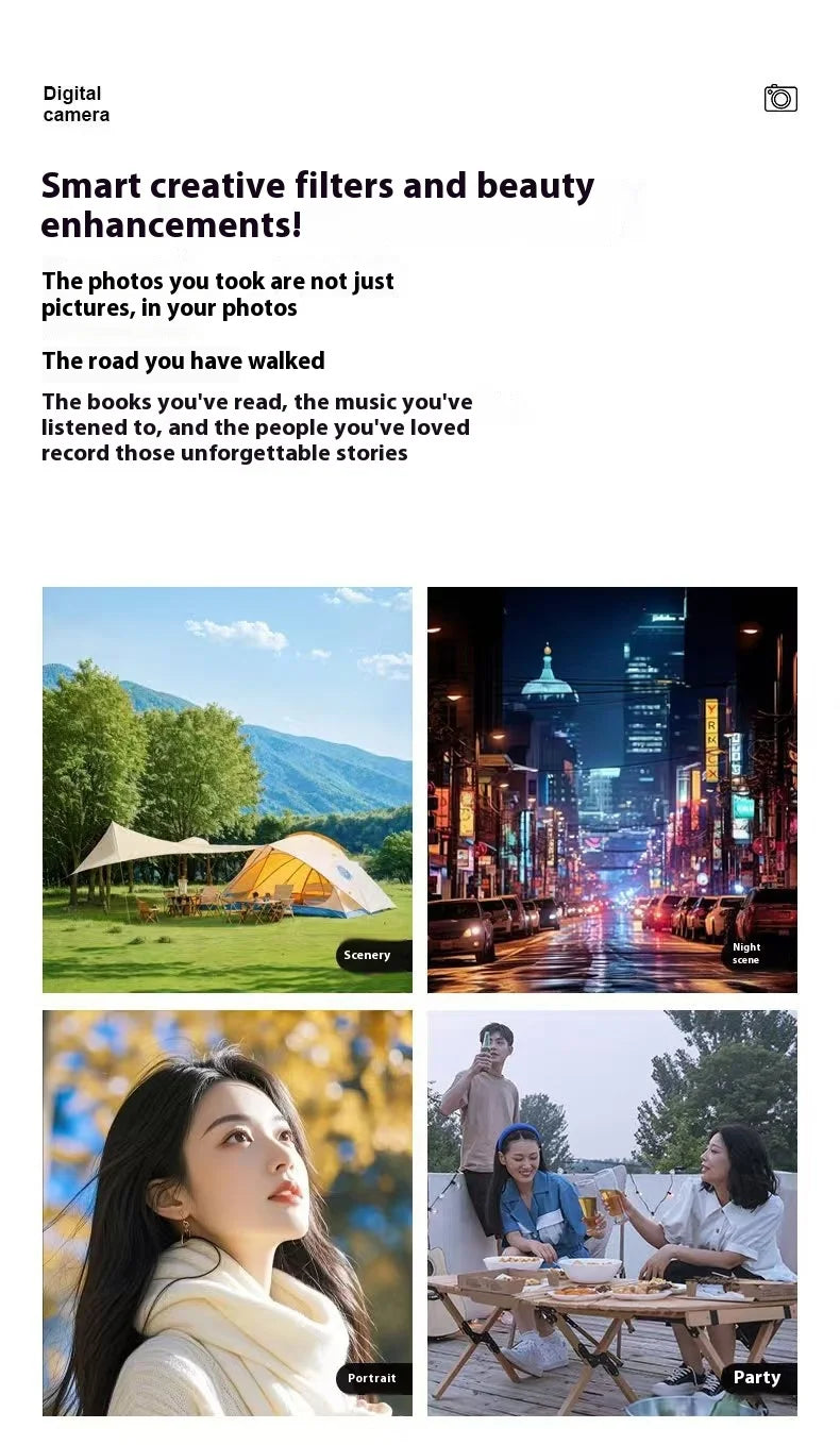 Beach Camp High-Definition Digital Camera 80 Mega Pixel Dual Screen Selfie Professional Photography Student Easy Carry Camera