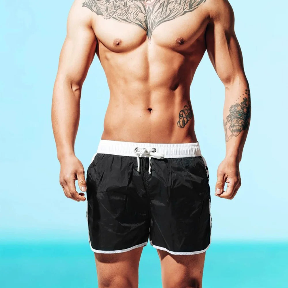Beach Camp New Men's Swimsuit Shorts Beach Swimming Trunks Casual Fashion Loose Quick-Drying Surfing Running Seaside Gym Men's Bottoms