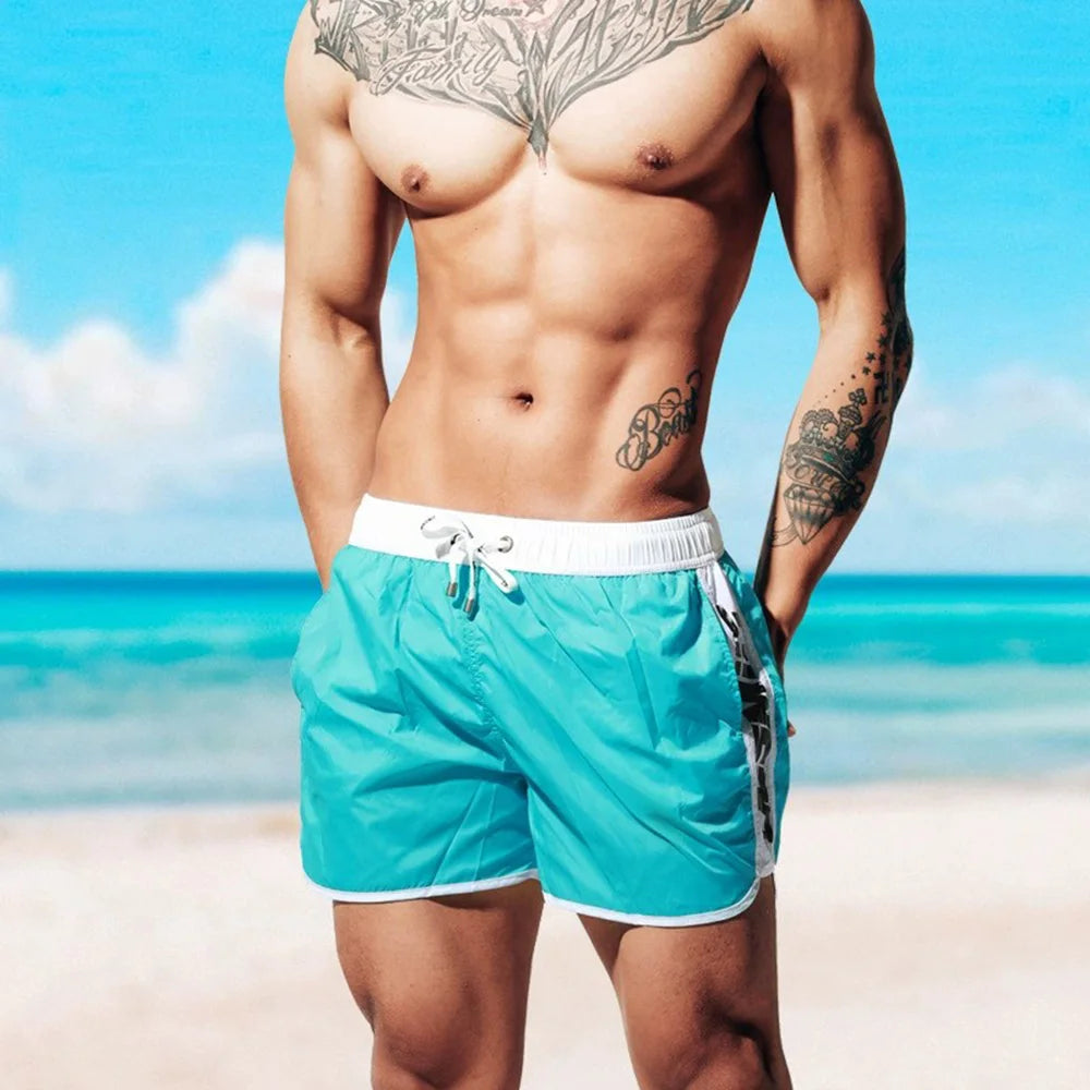Beach Camp New Men's Swimsuit Shorts Beach Swimming Trunks Casual Fashion Loose Quick-Drying Surfing Running Seaside Gym Men's Bottoms