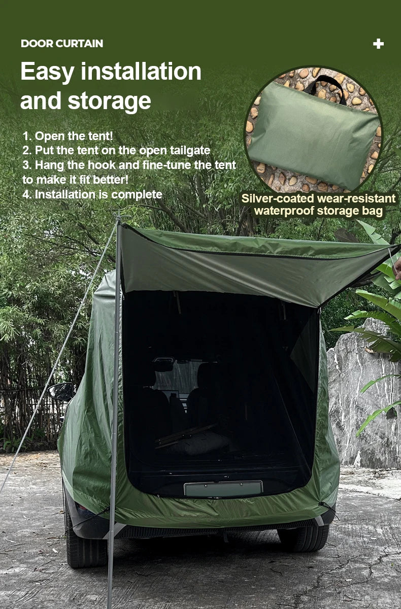 Beach Camp SUV Car Roof Tent, Waterproof Tailgate Awning for Camping, 3-4 Person Universal Sun Shelter with UV Protection