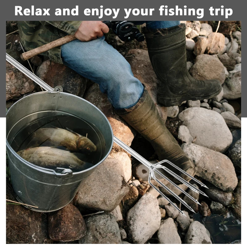 Spearing Tool Barb Fishing Outdoor Tackle Professional Spearfishing Metal Fishgig Lantern Fork