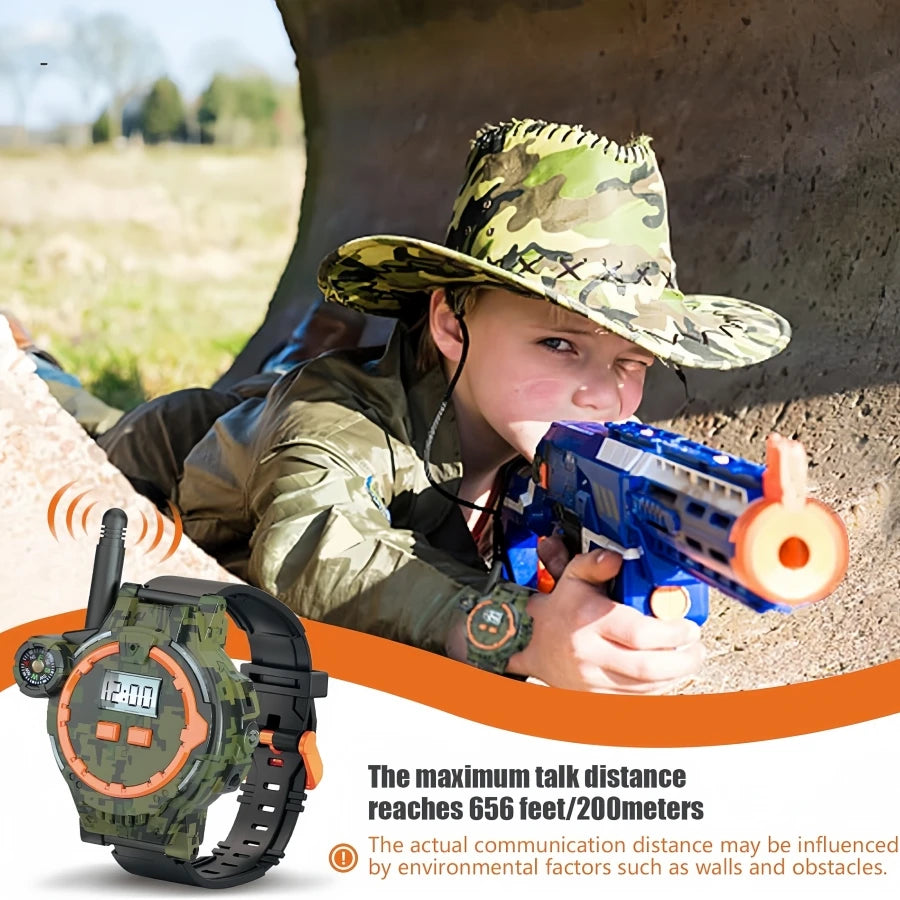 Beach Camp 2PCS Rechargeable Walkie Talkies for Kids, Two-Way Radio Walkie Talkie with Flashlight and Compass,200 Meter Transmission Range, Out