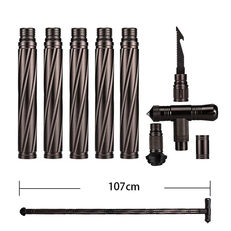 Beach Camp Folding Tactical Self-Defense Stick, Walking Hiking Stick, Trekking Poles, Outdoor Hiking