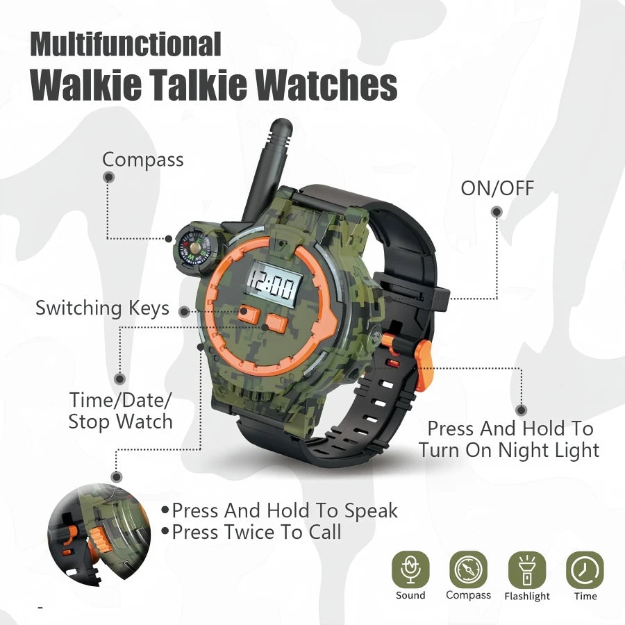 Beach Camp 2PCS Rechargeable Walkie Talkies for Kids, Two-Way Radio Walkie Talkie with Flashlight and Compass,200 Meter Transmission Range, Out