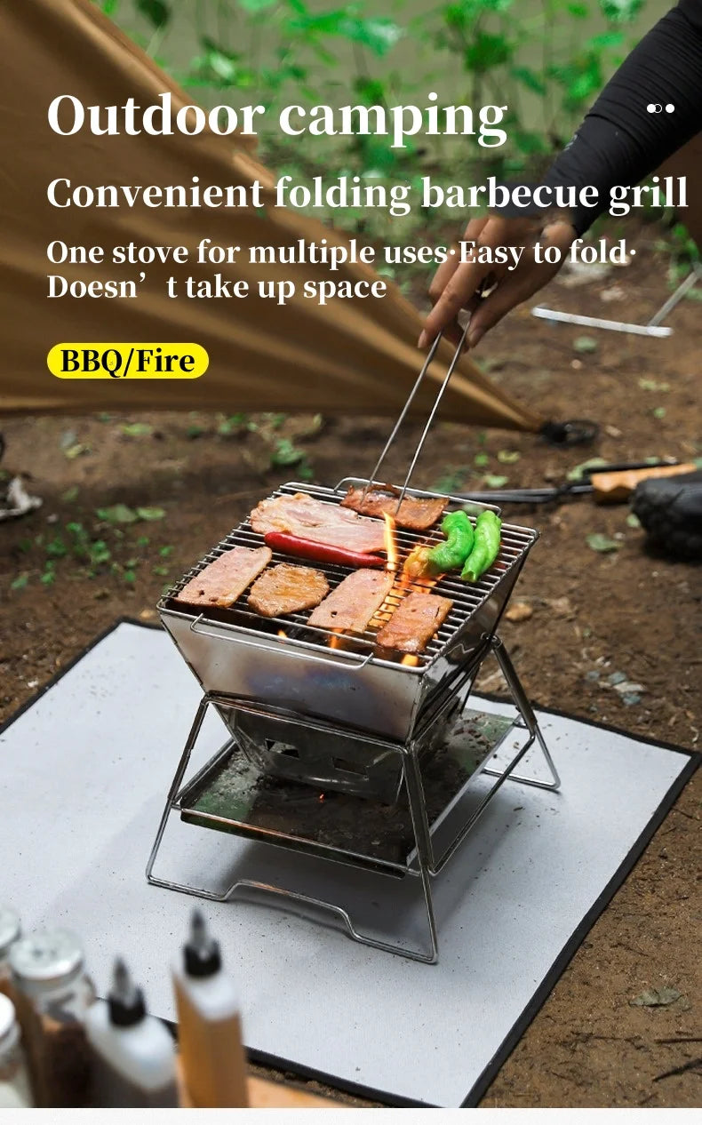 Beach Camp Camping Fire Table Charcoal Barbecue Grill Outdoor Picnic Bonfire Outdoor Portable Folding Barbecue Stove Fire Pit Camping Stove