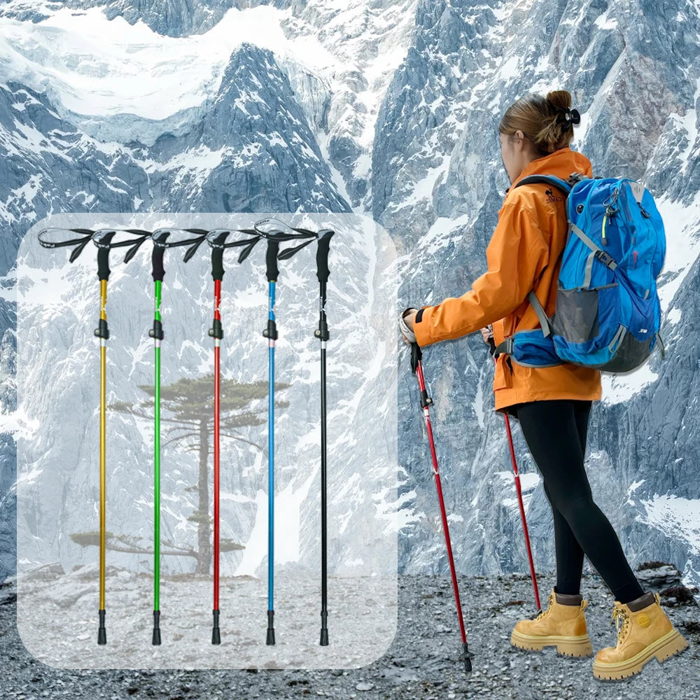 Hiking poles trekking poles hiking sticks collapsible hiking 1pc ultralight folding hiking sticks for adults, hiking gear