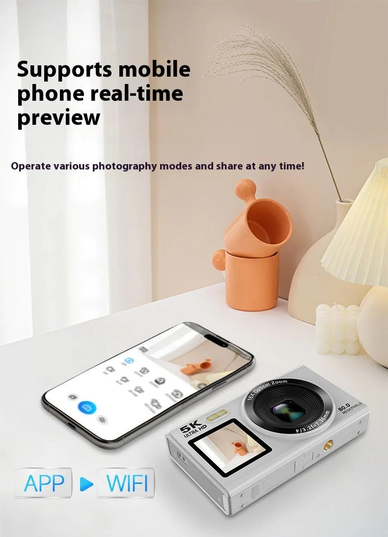 Beach Camp High-Definition Digital Camera 80 Mega Pixel Dual Screen Selfie Professional Photography Student Easy Carry Camera