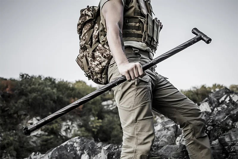 Beach Camp Folding Tactical Self-Defense Stick, Walking Hiking Stick, Trekking Poles, Outdoor Hiking
