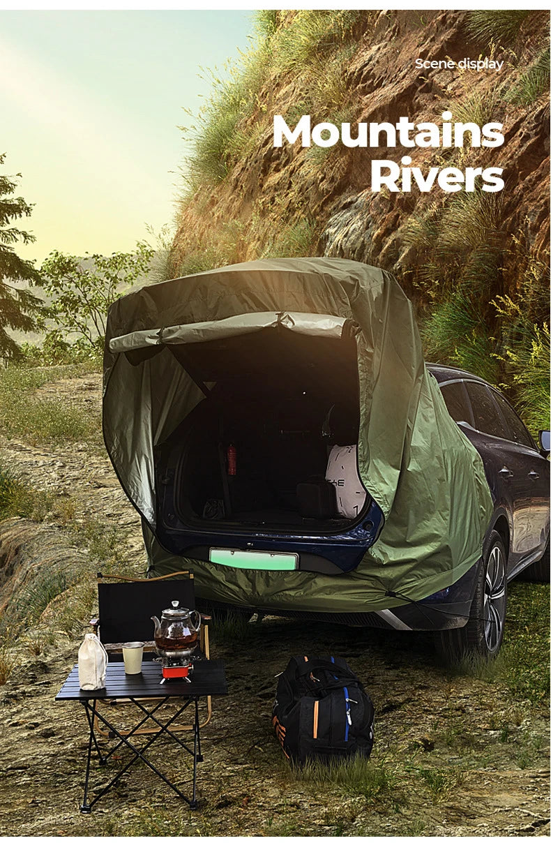 Beach Camp SUV Car Roof Tent, Waterproof Tailgate Awning for Camping, 3-4 Person Universal Sun Shelter with UV Protection