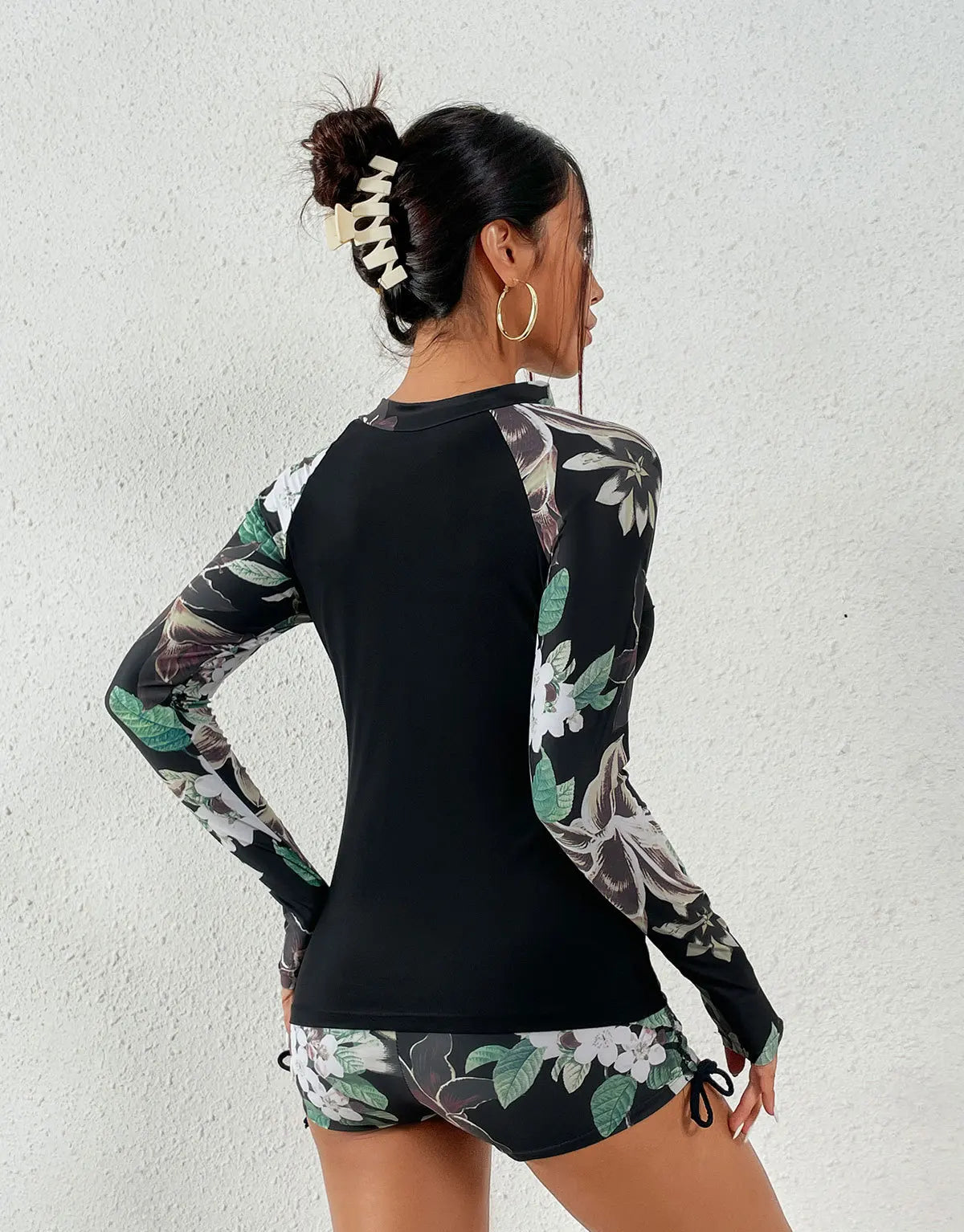 Beach Camp Female Swimsuit/Rash Guard with Long Sleeves Swimwear Sports Surfing Tankini Set Beachwear Two-Piece Bathing Suits Pool Women Swimming Suit